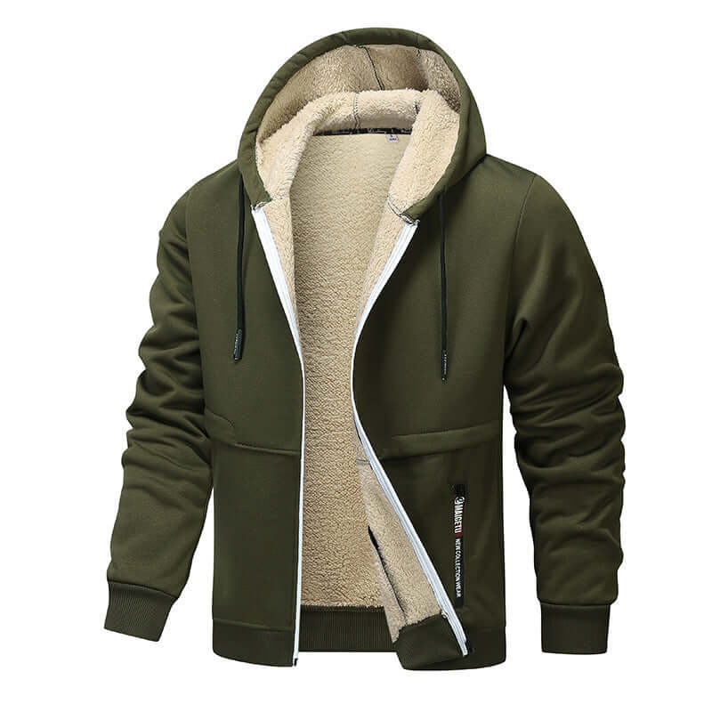 Men’s heavyweight fleece hoodie with sherpa lining