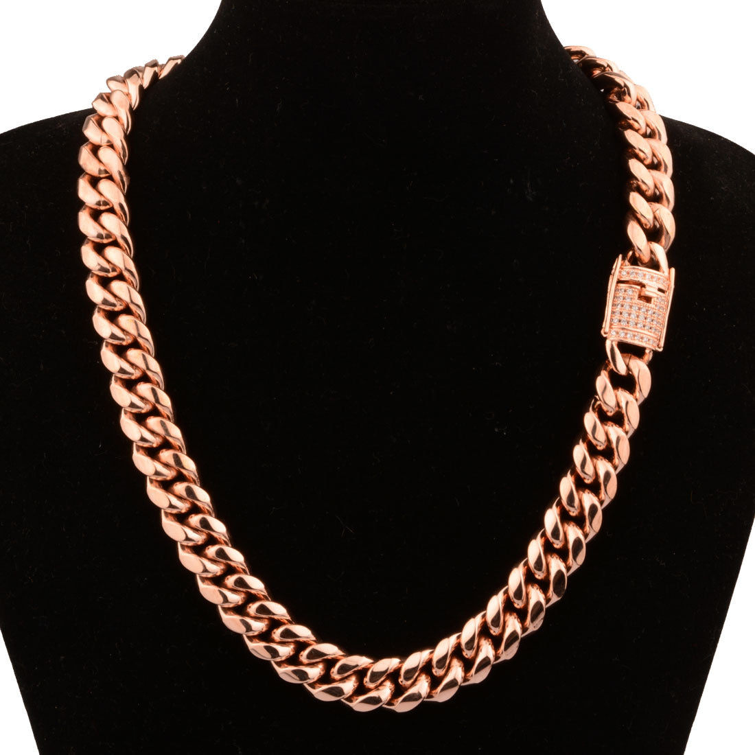 Gold Chain Men Necklace gold titanium steel front view